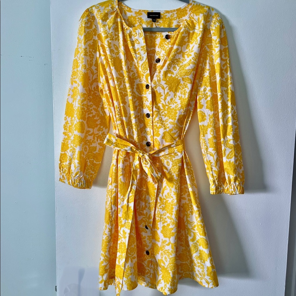 BREEZY Yellow Floral dress/tunic Who What Wear brand new 100% cotton Summervibes